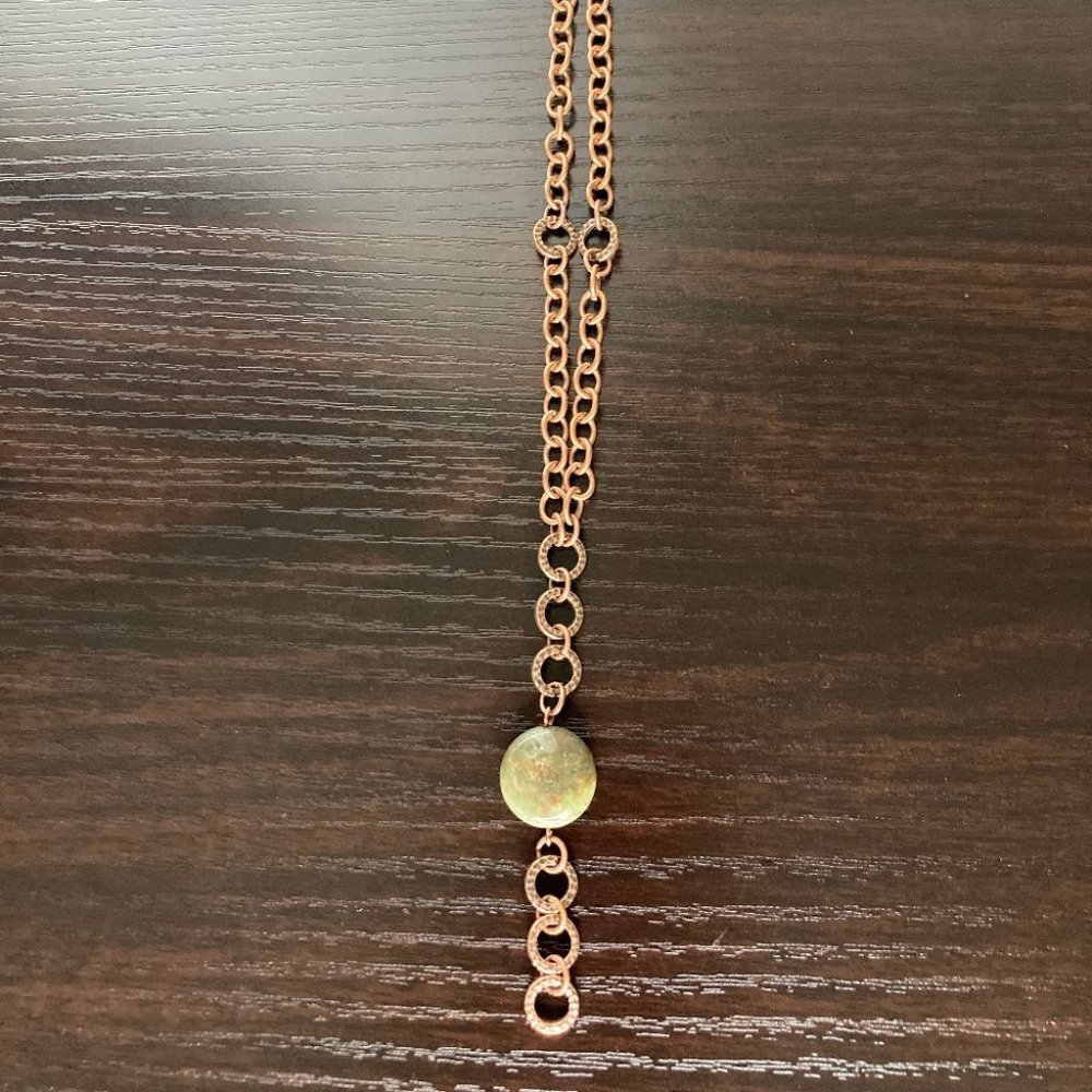 Vintage Y Necklace w/Green Jasper - Picture 2 of 5